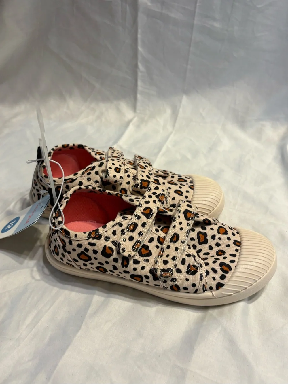 Kids Leopard Print Velcro Sneakers - Beige/Tan
